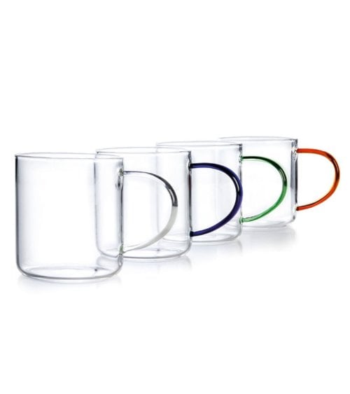 Taza de Vidrio con Asa de Color