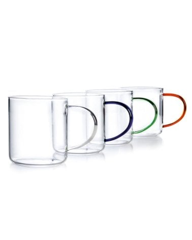 Taza de Vidrio con Asa de Color