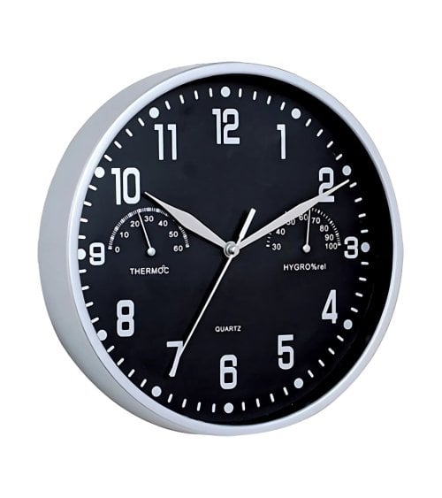 Reloj Negro con Termómetro e Higrómetro