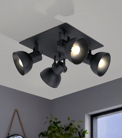 Foco Negro Barnstap 4XE27 para Iluminación Elegante