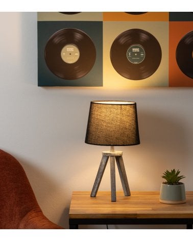 Lámpara de Mesa con Mini Tripode de Pino