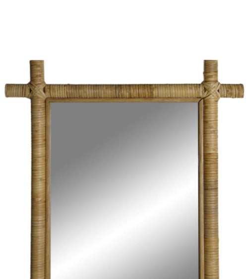 Espejo Rectangular con Marco de Ratán