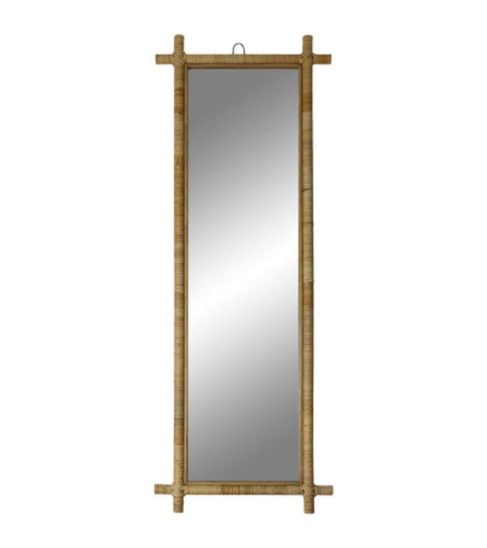 Espejo Rectangular con Marco de Ratán