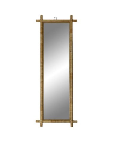 Espejo Rectangular con Marco de Ratán
