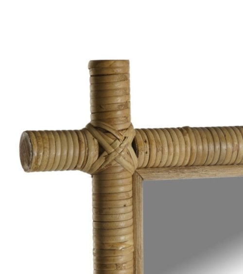 Espejo Rectangular con Marco de Ratán