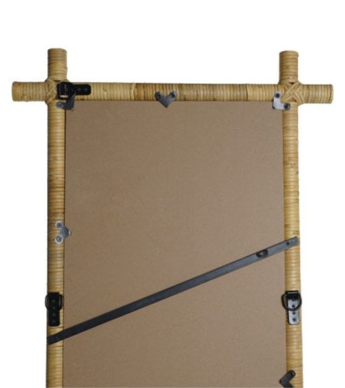 Espejo Rectangular con Marco de Ratán