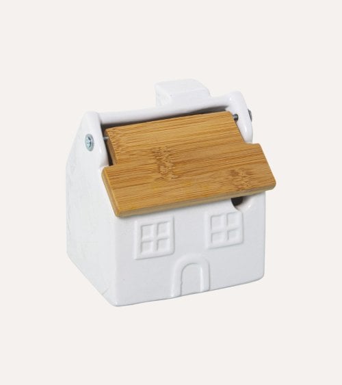 Azucarero Casita de Cerámica con Tapa de Madera