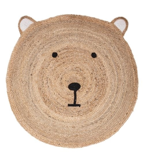 Alfombra Infantil de Yute Trenzado con Diseño de Oso