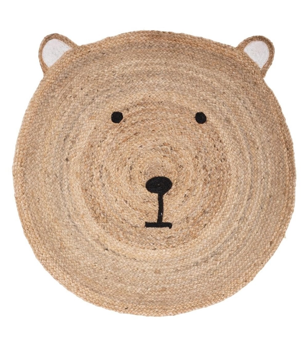 Alfombra Infantil de Yute Trenzado con Diseño de Oso