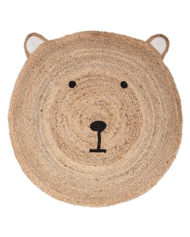 Alfombra Infantil de Yute Trenzado con Diseño de Oso