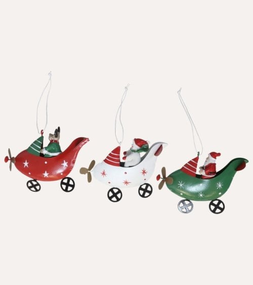 Colgante de Avioneta con Personaje Navideño