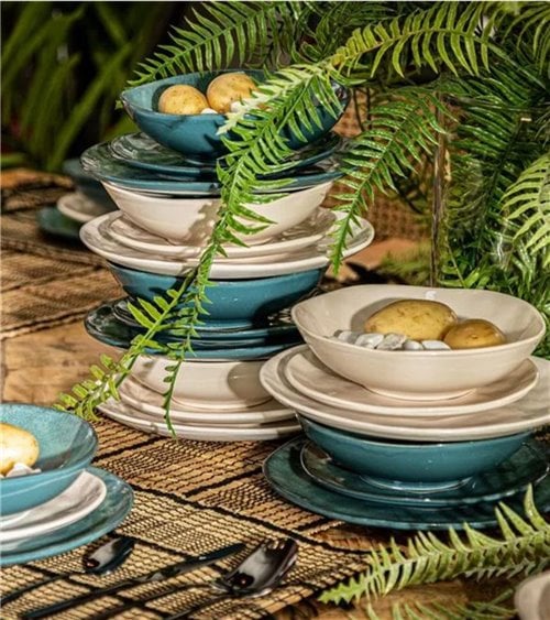 Plato Hondo en Blanco Roto en Gres Rústico