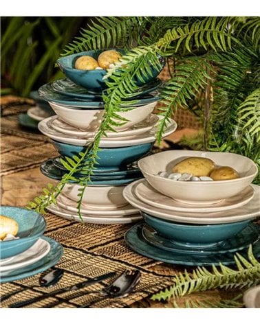 Plato Hondo en Blanco Roto en Gres Rústico