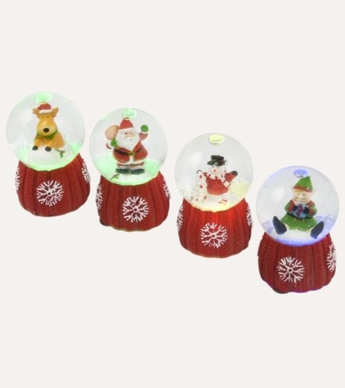 Bola de Nieve con Personaje Navideño y Luz