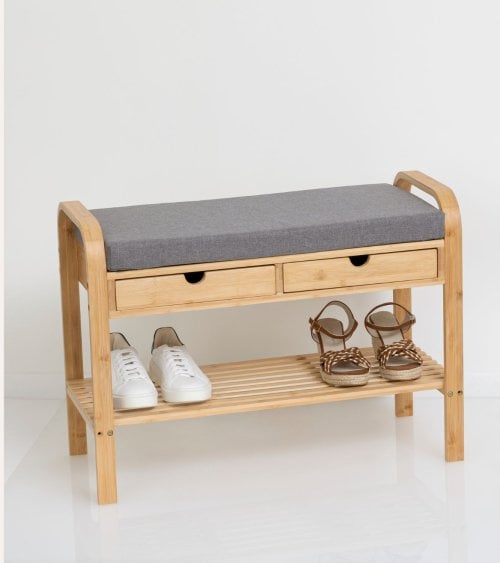 Banco Zapatero de Bambú con Cajones
