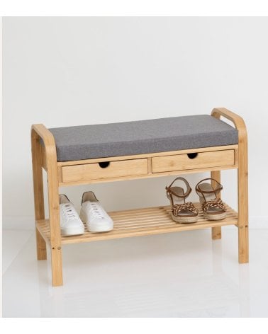 Banco Zapatero de Bambú con Cajones