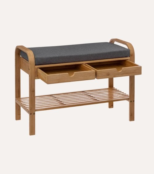 Banco Zapatero de Bambú con Cajones