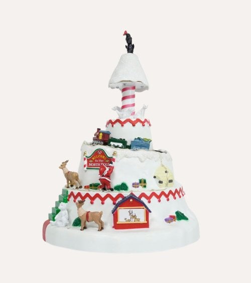 Escena Navideña de Montaña Nevada con Luz y Movimiento