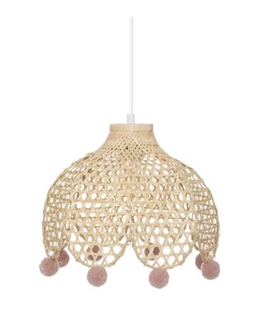 Lámpara de Techo Infantil de Bambú con Pompones
