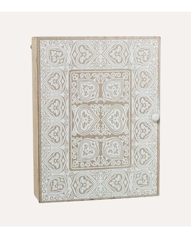Cuelga Llaves de Madera con Diseño en Blanco