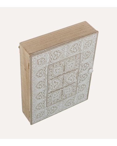 Cuelga Llaves de Madera con Diseño en Blanco