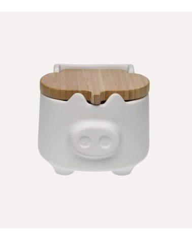 Salero de Cerdito con Tapa de Bambú