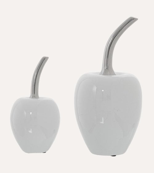 Figura Decorativa de Cereza Blanca de Cerámica