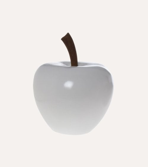Figura Decorativa de Manzana Blanca de Cerámica