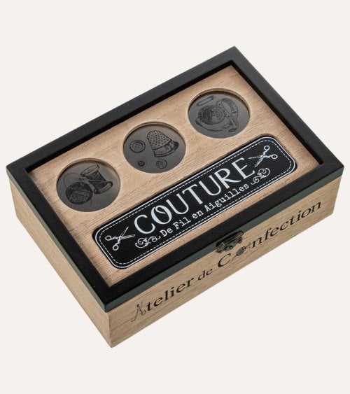 Caja Costurero de Madera con 4 Compartimientos