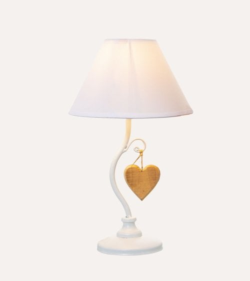 Lámpara de Mesa de Metal con Colgante de Corazón