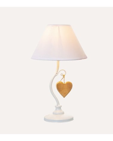 Lámpara de Mesa de Metal con Colgante de Corazón