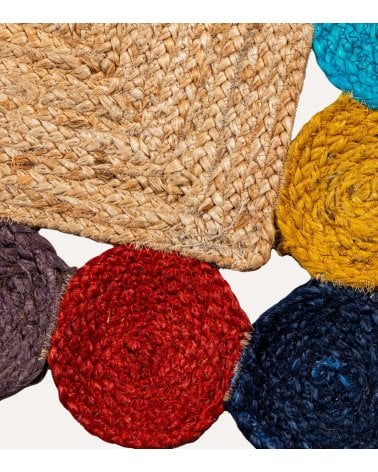 Alfombra con Borde Redondeles Multicolor de Yute