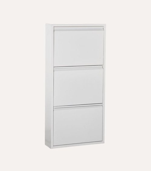 Zapatero Blanco Mate con 3 Trampones de Metal