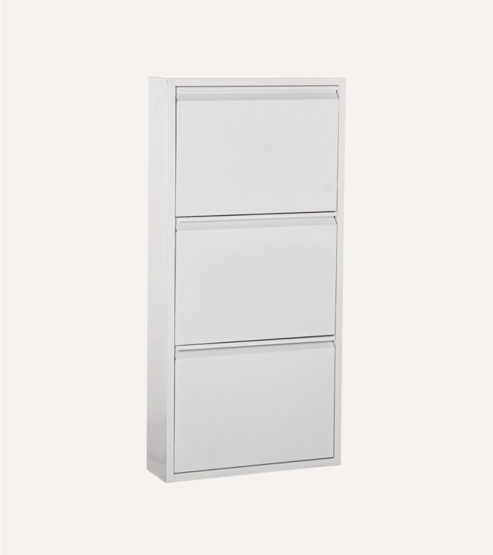 Zapatero Blanco Mate con 3 Trampones de Metal