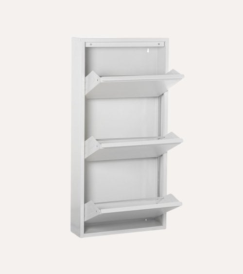 Zapatero Blanco Mate con 3 Trampones de Metal