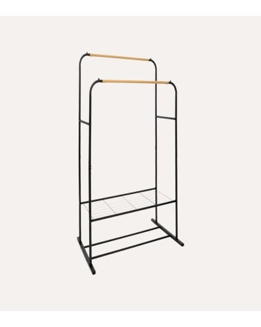 Perchero de Pie Artemis Burro para Ropa con 2 Barras y Balda de Acero