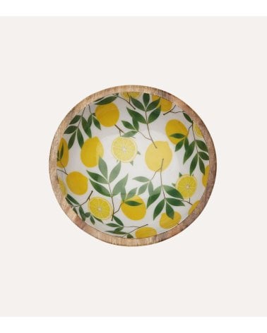 Ensaladera Limones de Madera y Porcelana