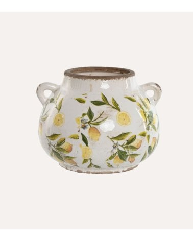 Jarrón de Limones con Asas Estilo Vintage