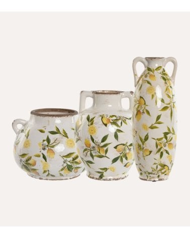 Jarrón de Limones con Asas Estilo Vintage