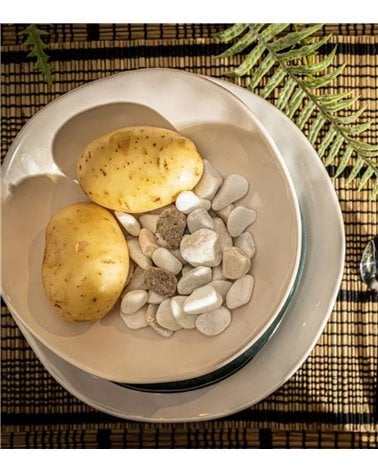 Plato Hondo en Blanco Roto en Gres Rústico