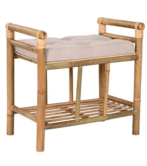 Pie de Cama de Bambú Natural y Poliéster