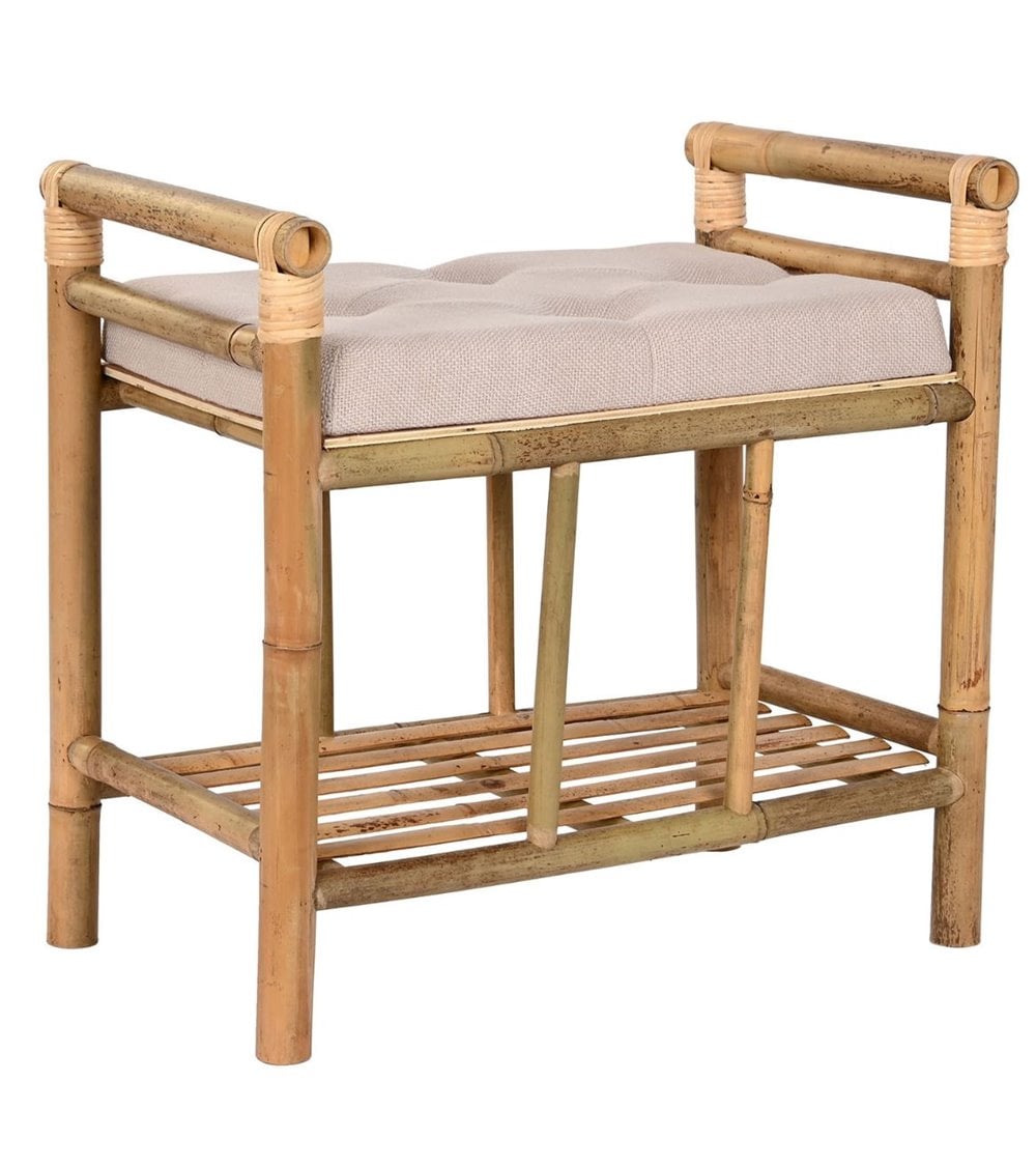 Pie de Cama de Bambú Natural y Poliéster