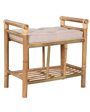 Pie de Cama de Bambú Natural y Poliéster