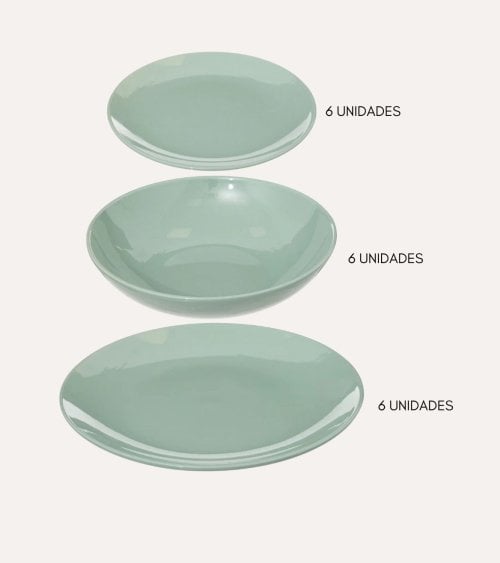 Vajilla de Porcelana Colorama Verde de 18 Piezas
