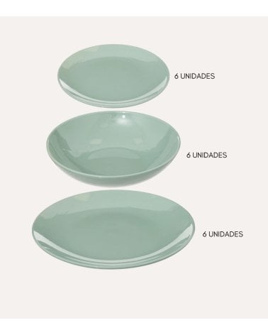 Vajilla de Porcelana Colorama Verde de 18 Piezas