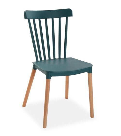 Silla Clásica de Polipropileno con Patas de Madera