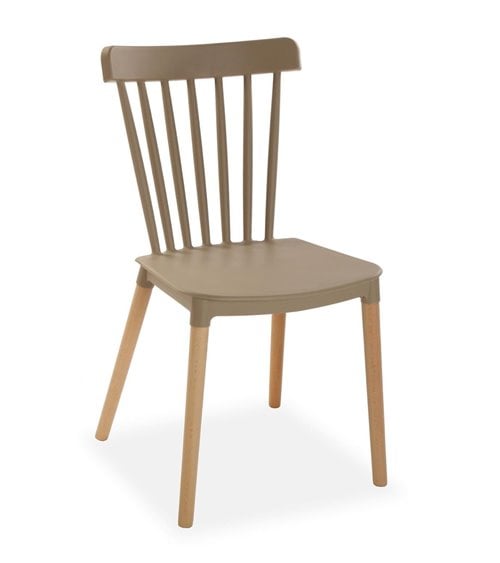 Silla Clásica de Polipropileno con Patas de Madera