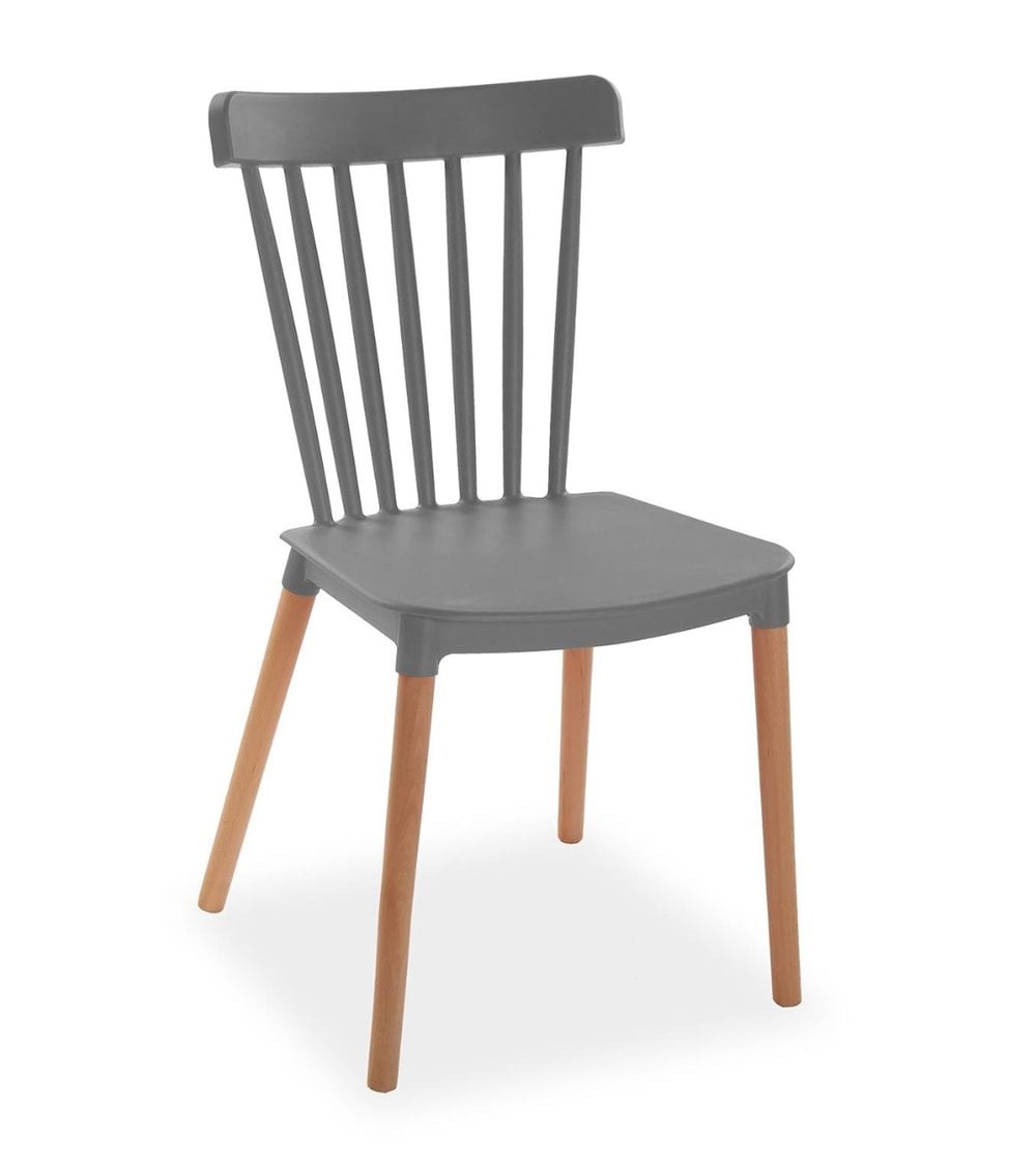 Silla Clásica de Polipropileno con Patas de Madera
