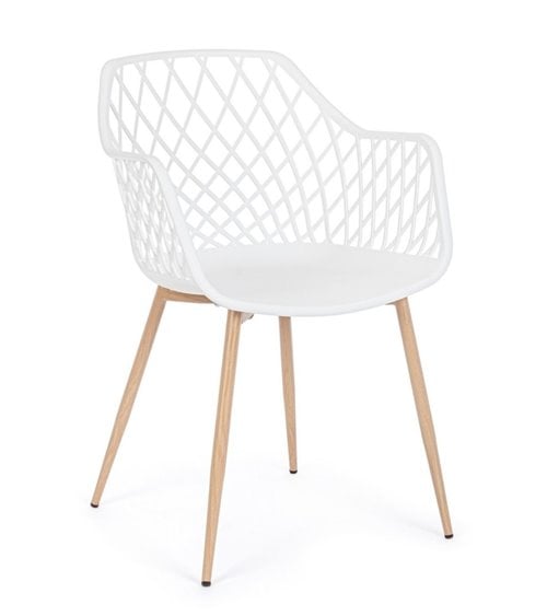 Silla de Polipropileno con Patas Acero Efecto Madera