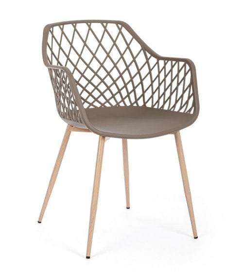 Silla de Polipropileno con Patas Acero Efecto Madera